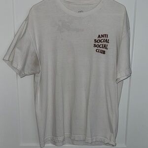Anti Social Social Club Cream Tee with Red Logo